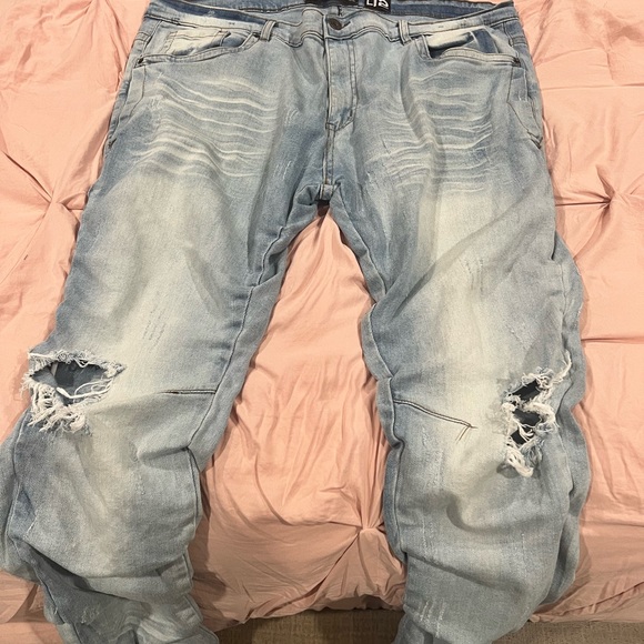 Mens stylish bleached skinny jeans w/ flex waist; Sz 42W - Picture 3 of 6